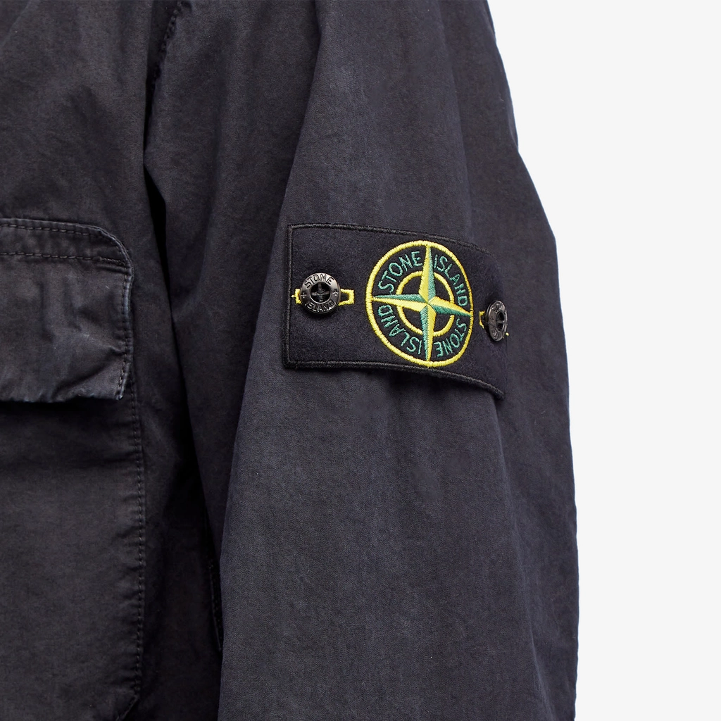 Stone Island Men's Brushed Cotton Canvas Hooded Overshirt Navy